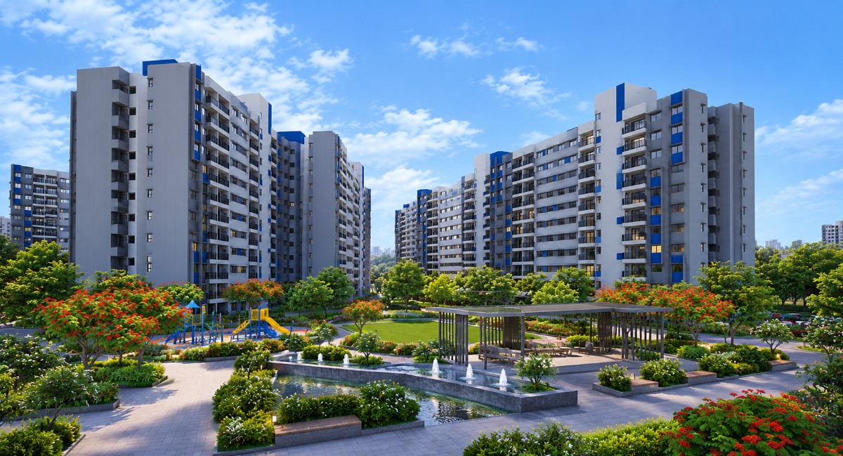 Adarsh Urbanite township aerial view along Whitefield–Hoskote Road